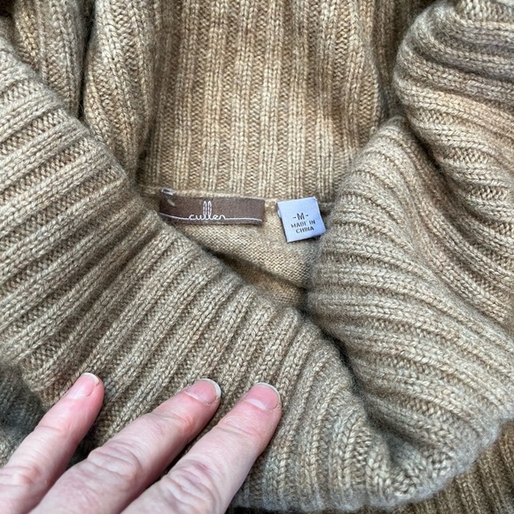 Cullen Womens Tan Cashmere wool Blend Cowl Neck Sweater Size Medium - Picture 5 of 8